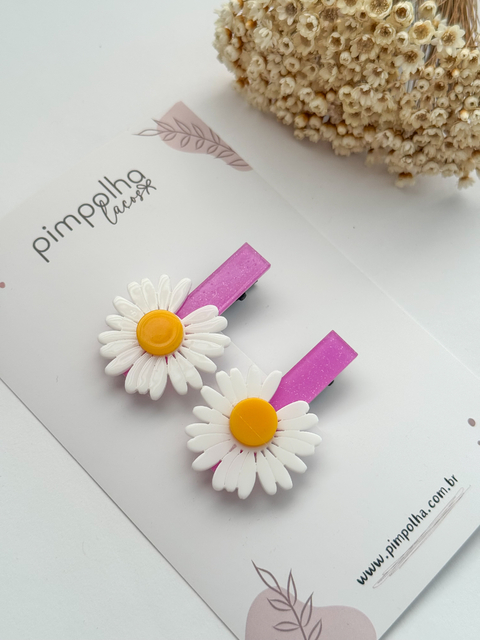 Hair Clip Margarida dupla - lilás