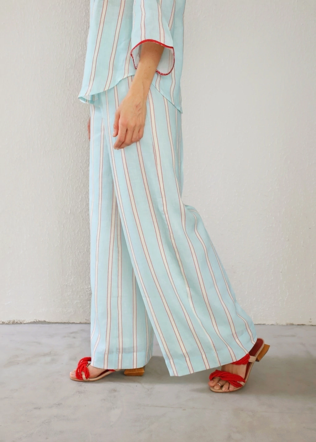 Calça Listrada 100% linho - milão