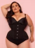 Corset Underbust Múltiplos Painéis em Sarja Com Ancas Preto - loja online