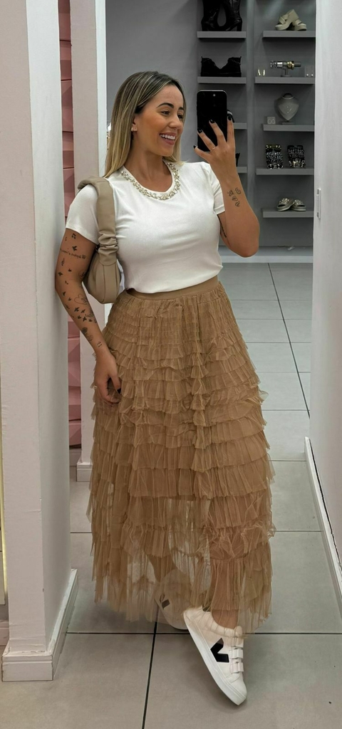 Saia Tule Babado - comprar online
