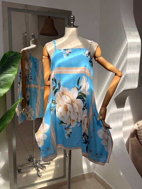 Vestido Soraia - Floral azul