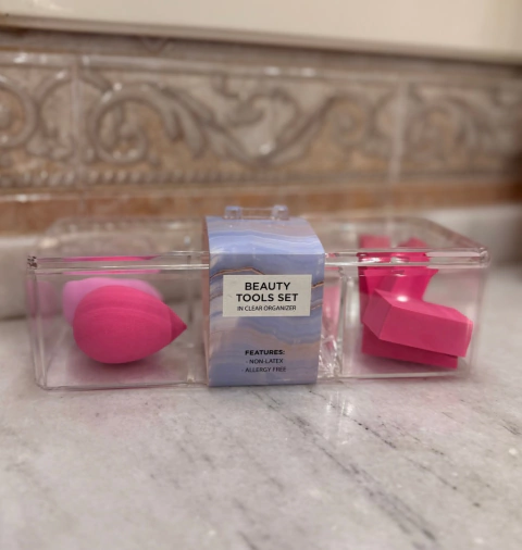 Organizador acrílico con set esponjas - comprar online