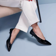 SCARPIN KITTEN HEEL LUIZA BARCELOS COURO PRETO 14070003 - comprar online