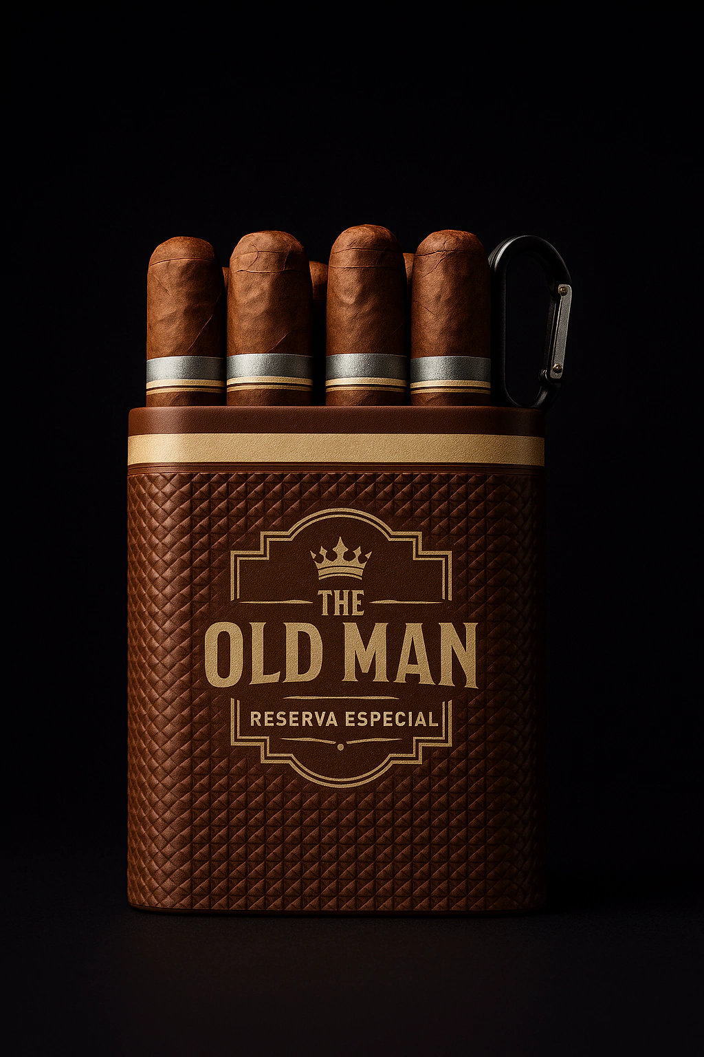 Porta 6 Charutos com Isqueiro e Cortador Personalizado Marrom