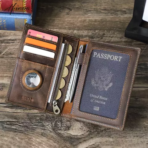 Porta-passaporte de couro