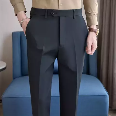 Calça social elástico fino ajuste formal