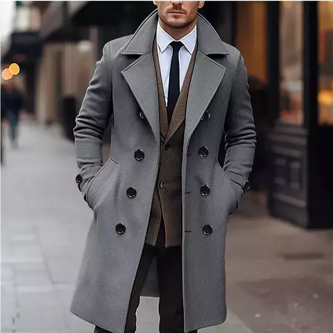 Casaco de lã longo trench estilo inglês