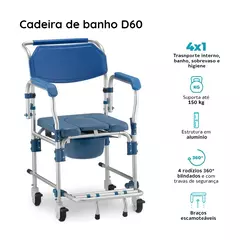 Cadeira de Banho em Alumínio até 150 Kg Assento D60 Dellamed - buy online