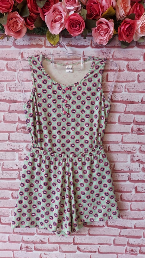 Pijama Jojô - Flores pink e verde