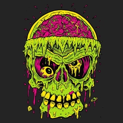 Camiseta Manga Longa Capuz "Caveira Verde NEON" por Daniel Ete - comprar online