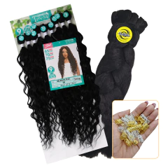 Kit Boho Braids na cor 1, com cabelo orgânico da marca True Me, incluindo tranças e acessórios metálicos para acabamento.