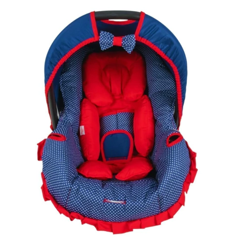Capa Para Bebe conforto + Redutor vermelho - Poá Marinho com Vermelho - comprar online