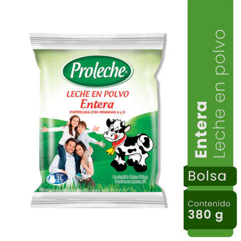 LECHE EN POLVO PROLECHE ENTERA BOLSA 380 GRS