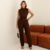 CONJUNTO ALFAIATARIA BLUSA E CALÇA COM PREGAS ANTONELLA MARROM CAFÉ
