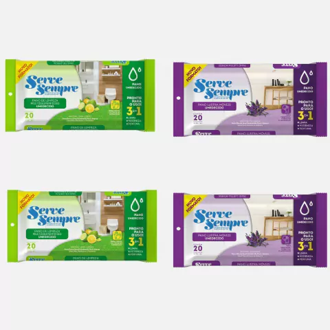 Kit Pano de Limpeza Umedecido Multissuperficie e Moveis