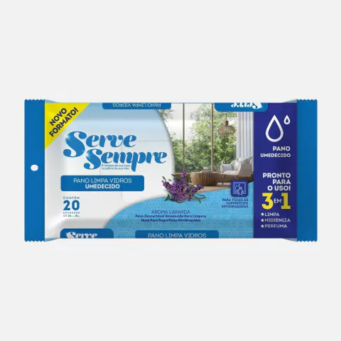 Pano de Limpeza Umedecido Limpa Vidros.