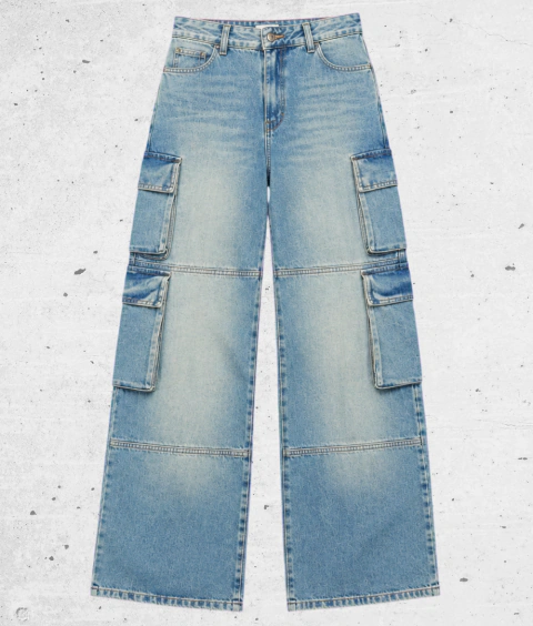 Pantalon Jean Cargo Wide Leg | Magui