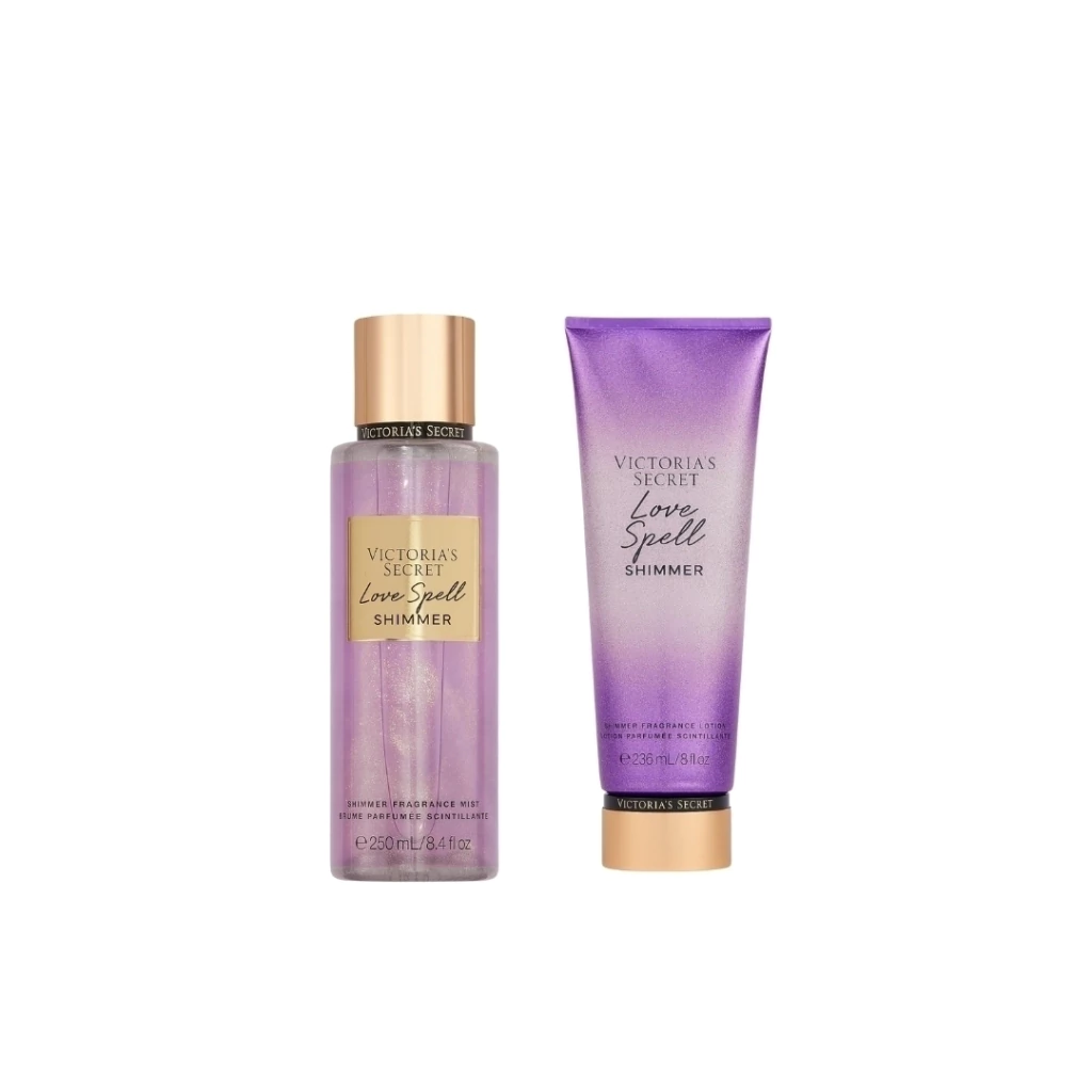 Kit Hidratante 236ml + Body Splash 250ml Love Spell Shimmer Victoria´s Secret