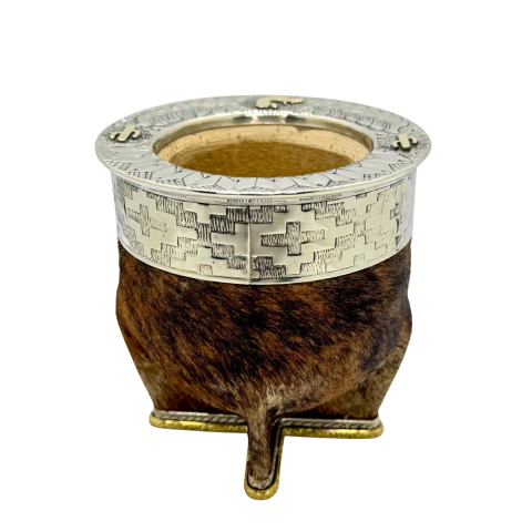 Mate Imperial Premium Cuero con Pelos Alpaca Cincelada - comprar online