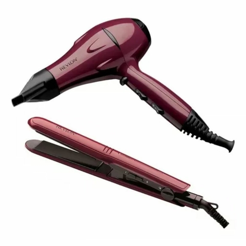 Combo secador de pelo y planchita Revlon RVDR5230LA2AV1 Bordó