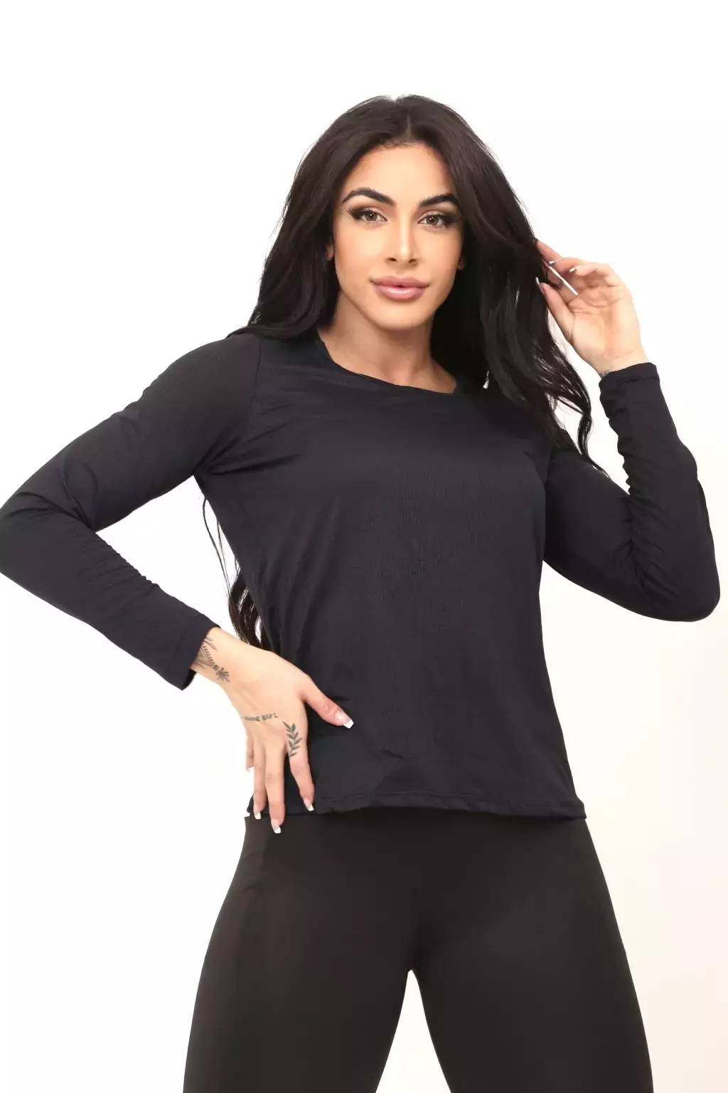Camiseta Manga Longa Básica Dry Fit Poliamida