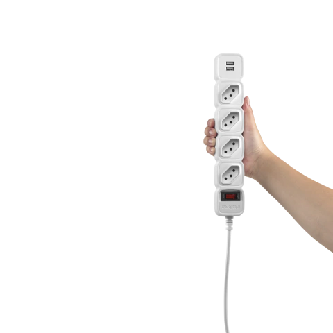 PROTETOR ELETRONICO C/ 4 TOMADAS E 2 USB - EPE 204 USB + BR