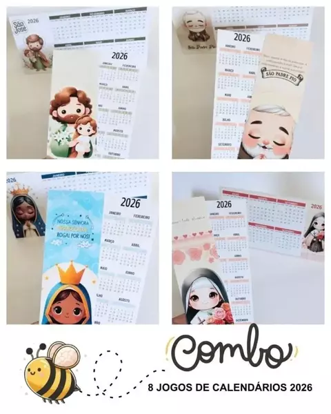 Combo Especial – 8 Calendários 2026 Católicos - Abelhinha - comprar online