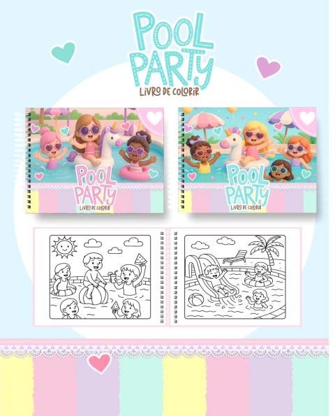 Livro de colorir tema POOL PARTY - comprar online