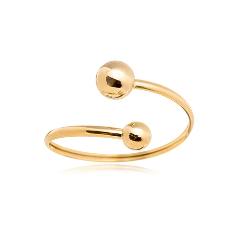 Pulseira Bracelete Duas Voltas com Bolas de 11mm e 15mm Folheado a Ouro 18k