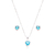Conjunto Coração Zircônia Azul Prata 925