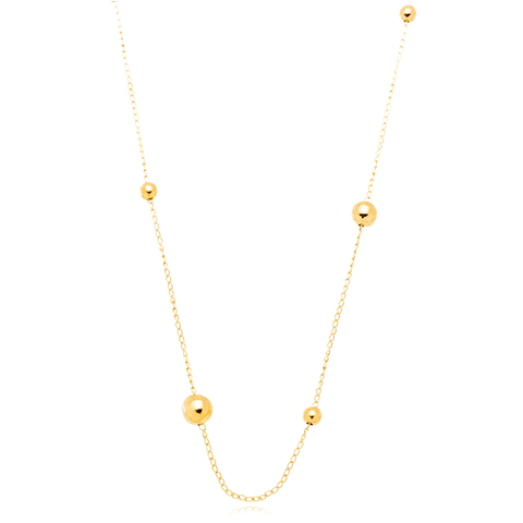 Colar Com Bolas Lisas Folheado a Ouro 18k