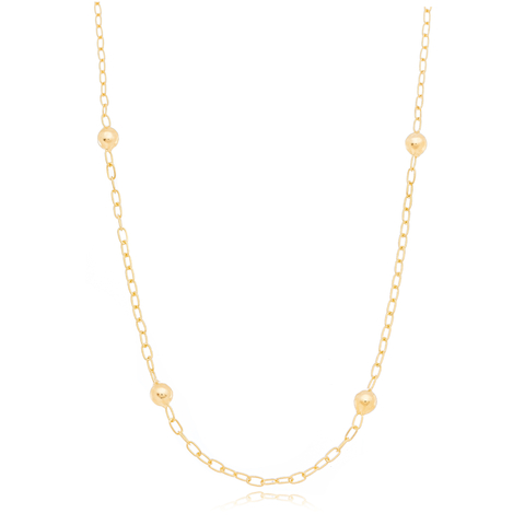 Colar de Bola 5mm Lisa Folheado a Ouro 18k