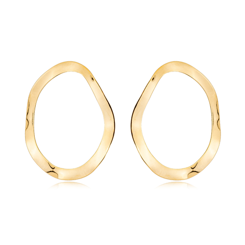 Brinco Oval Liso G Folheado a Ouro 18k
