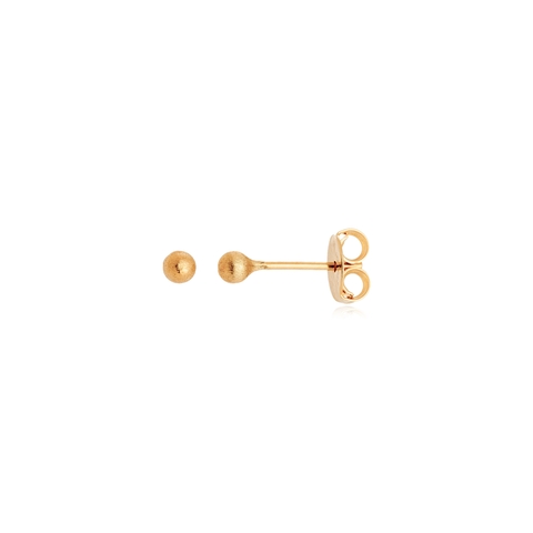 Brinco de Bola Fosca 3mm Folheado a Ouro 18k