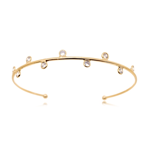 Pulseira Bracelete com Zircônia Intercaladas Folheado a Ouro 18k