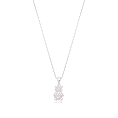 Colar Urso com Zircônia Prata 925