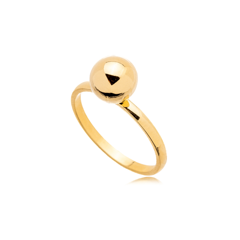 Anel Solitário Bola Lisa 8mm Folheado a Ouro 18k - comprar online