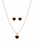 Conjunto Colar + Brinco Aço Inoxidável Coração Preto Folheado a Ouro 18K