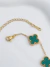 Pulseira Aço Inoxidável 5 Trevos Virginia Verde Folheado a Ouro 18K - Favorita Varejo