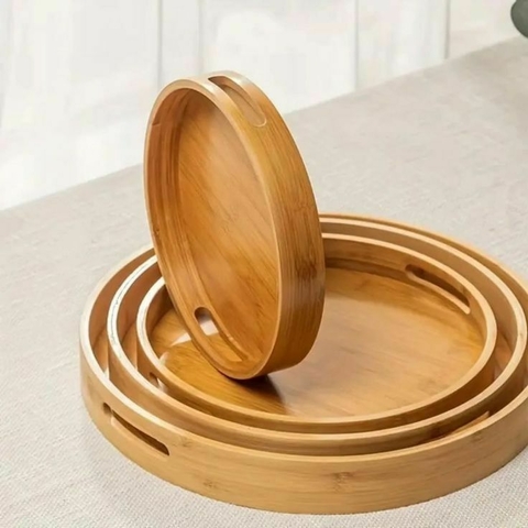BANDEJA BAMBÚ REDONDA MANIJA 30cm - comprar online