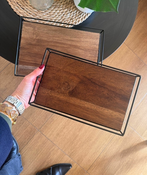 Set x2 Bandejas Rectangular deco de Madera oscura