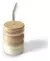 VASO LULÚ DE VIDRIO CON TAPA DE BAMBU Y SORBETE 300ML - tienda online