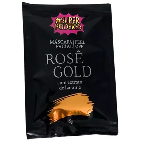 Máscara Facial Peel Off Rosê Gold com Extrato de Laranja Sachê 8g Super Poderes