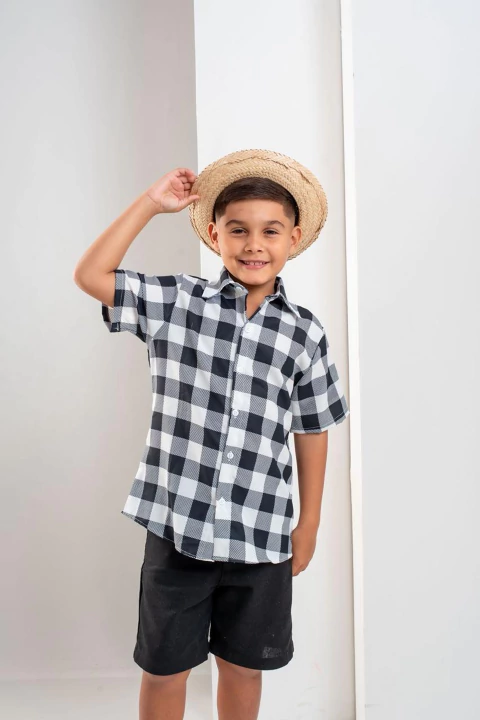 Camisa Quadriculada - Branca