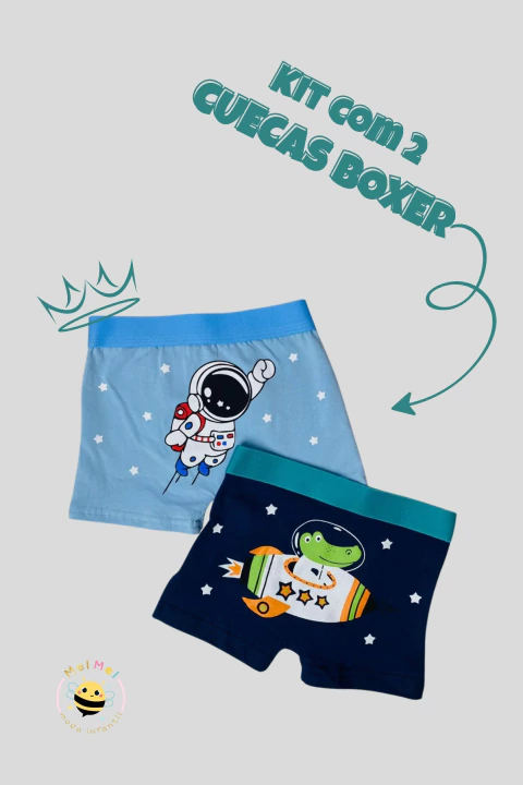 Kit 2 Cuecas Boxer Astronauta