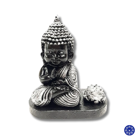 Incensário de Resina Monge Reverenciando Prateado