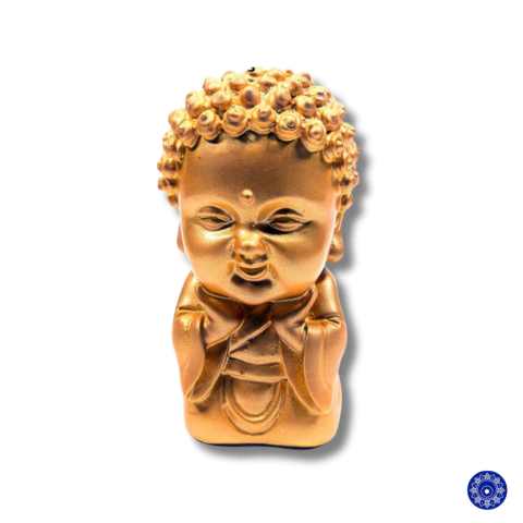 Enfeite de Resina Buda Vibrações Dourado 9cm