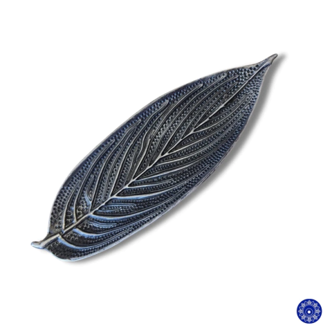 Incensário de Resina Folha Prata 22cm