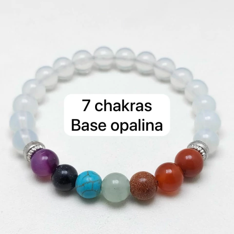 Pulseira de pedra 7 chakras base opalina - comprar online