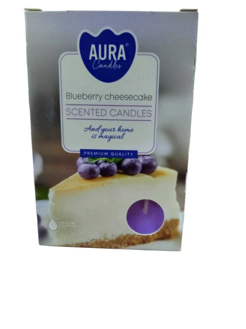 Velas aromáticas com 6un - Blueberry Cheesecake (Bolo de queijo e Mirtilo)